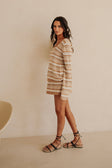 Brown Striped Knit High Waist Mini Alaiya Skirt