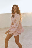 Blush Pink Long Sleeve Button Up Panel Huxley Top