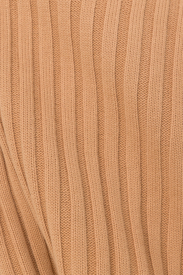 Apricot Ribbed Knit Relaxed Celine Top