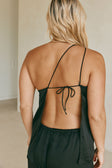 Adeline Silk One Shoulder Backless Top - Black
