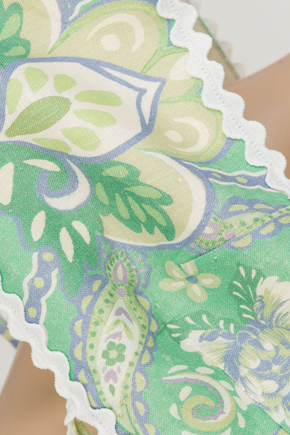 Green Floral Heritage Print Kelia Crop Top