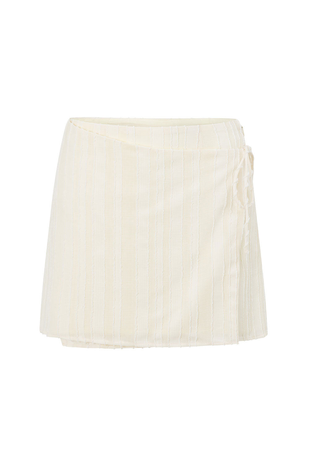 Cream Textured Wrap Mini Aurelie Skirt