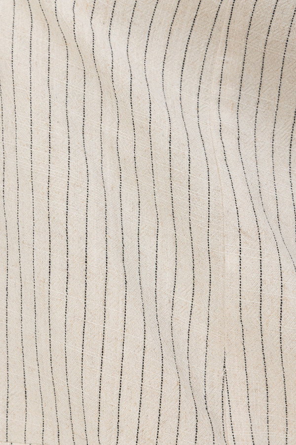 Beige and Black Pinstripe Lyla Wrap Top