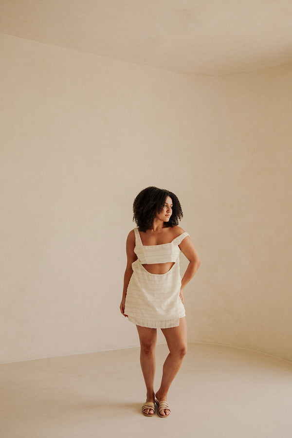 Cream Textured Cut Out Backless Aurelie Top