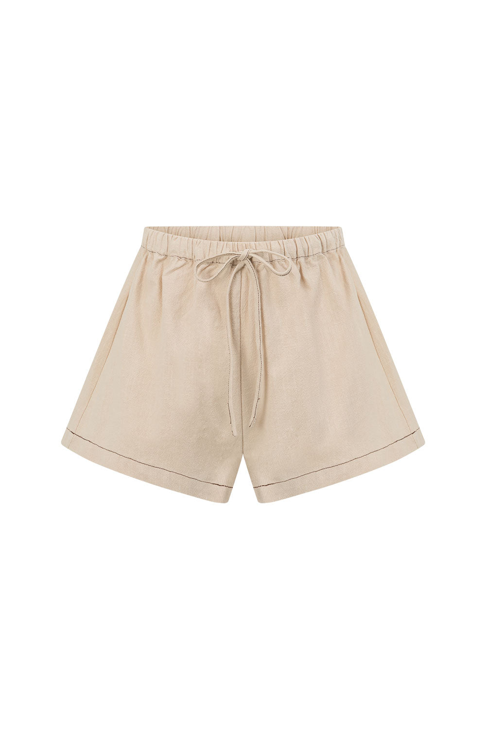 Cream Elastic Drawstring Elixir Shorts