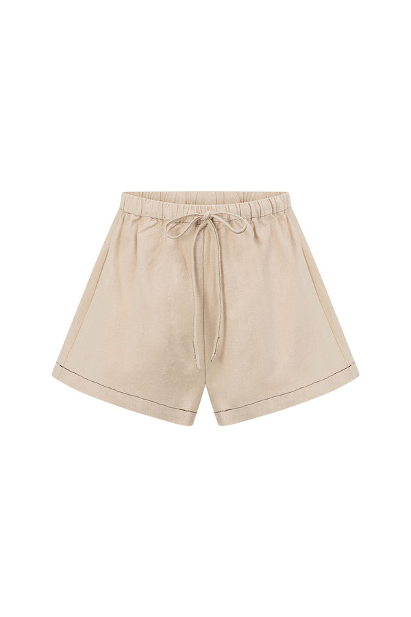 Cream Elastic Drawstring Elixir Shorts