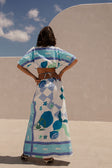 Naya Wrap Maxi Skirt - Scarf Azure, Blue, Green, White