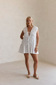 Bridal White Gathered Drawstring Mini Joslin Dress