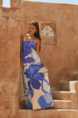 Valley Blue Print Strappy A Line Maxi Tasmin Dress