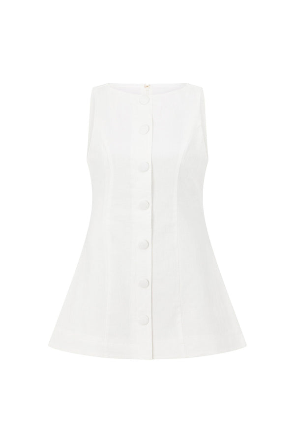 White Button Mini Graylee Dress