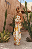 White Agalia Floral Print Wide Leg Lorde Trouser Pants