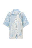 Blue Short Sleeve Button Up Collar Isabella Shirt