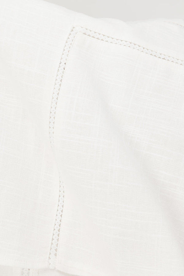 White Cheesecloth Strapless Flouncy Carissa Top