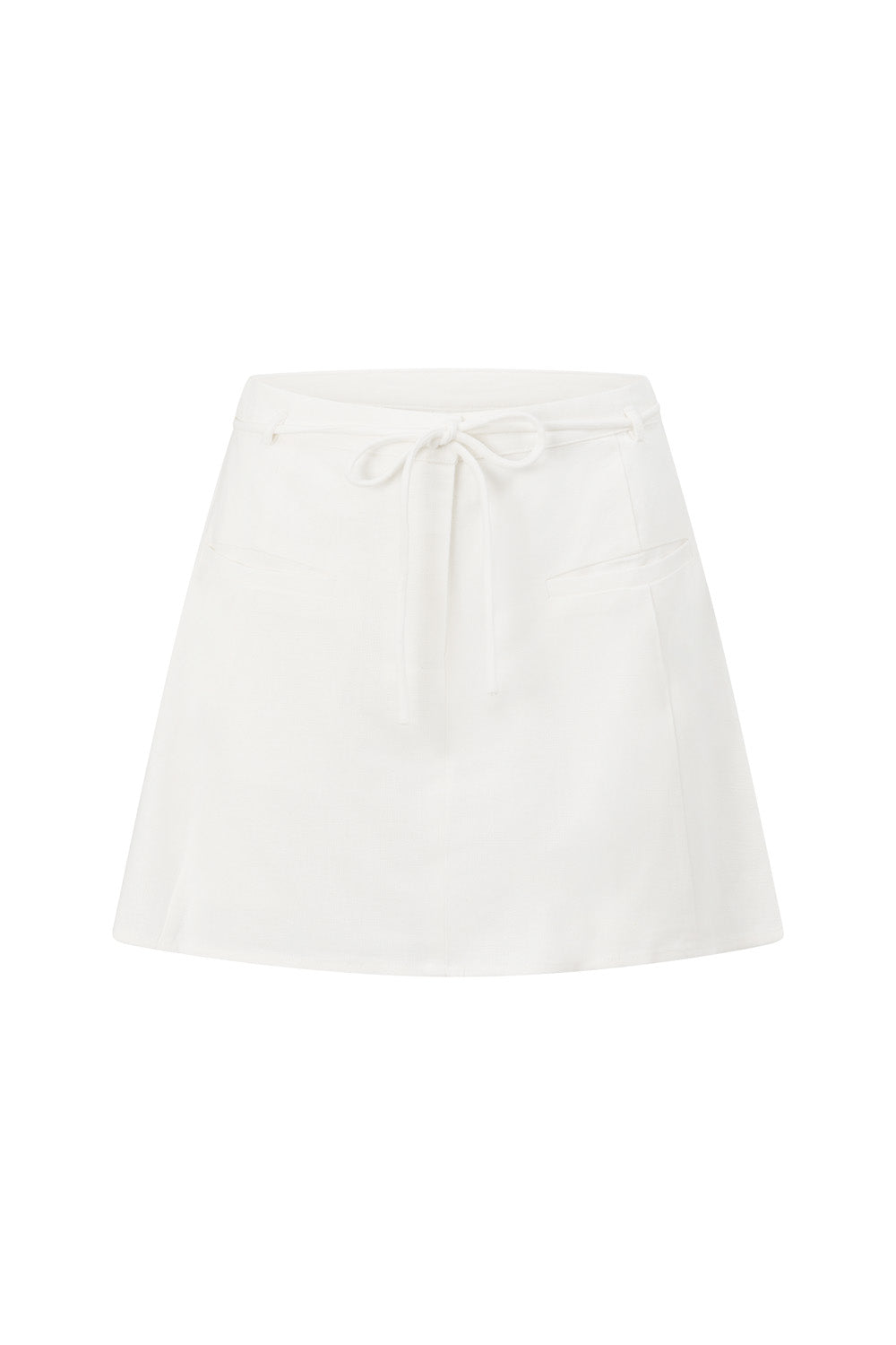 White Twin Pocket Drawstring Mini Davina Skirt
