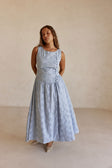 Blue Broderie Button Maxi Odessa Dress