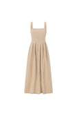 Toffee Pleated Full Maxi Flore Dress