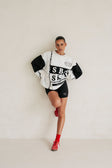 Osaka Vintage Oversized Sweater - Fleece Black White Grey