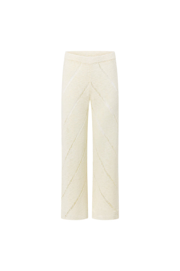 Cream Knit High Waist Ladder Pannel Josiah Pants