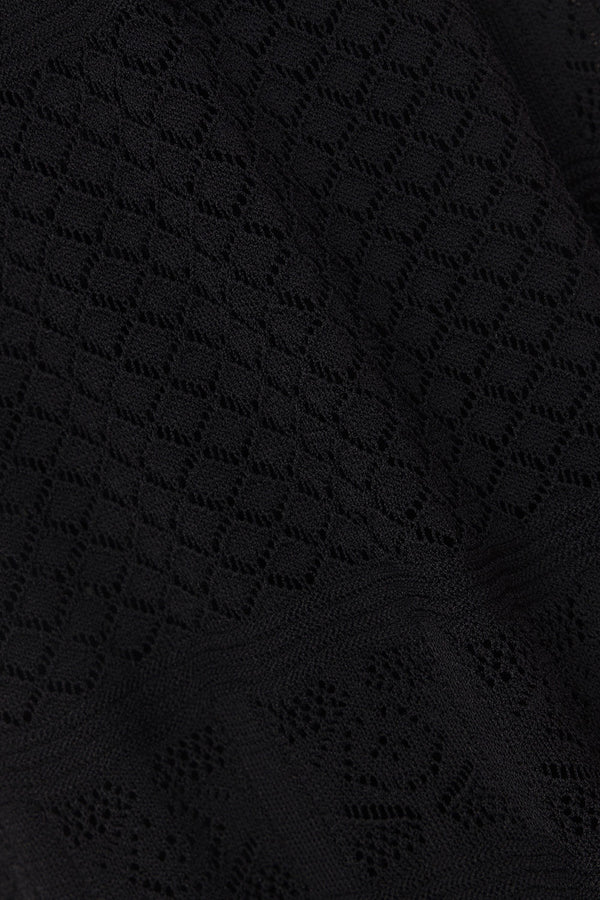 Black Crochet Knit High Waist Dillan Pants