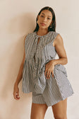 Black and White Stripe Elastic Dalia Shorts