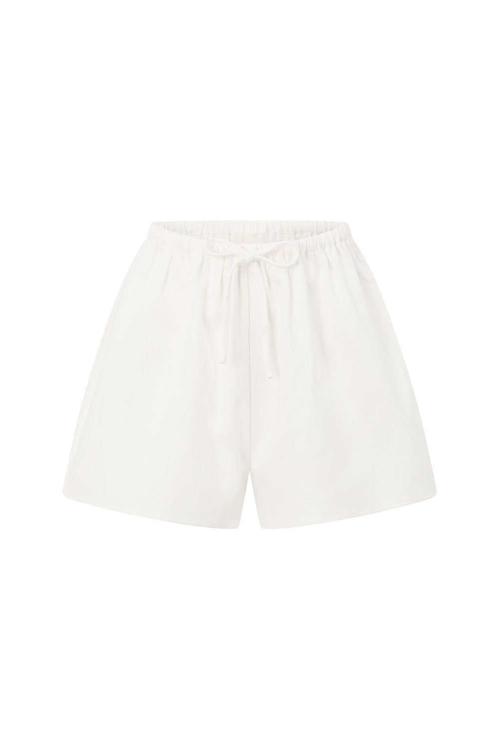 White Cotton Elastic Drawstring Muse Shorts