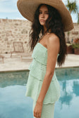 Mint Green Crochet Knit Strapless Panel Kama Top
