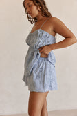 Blue Broderie Elastic Drawstring Octavia Shorts