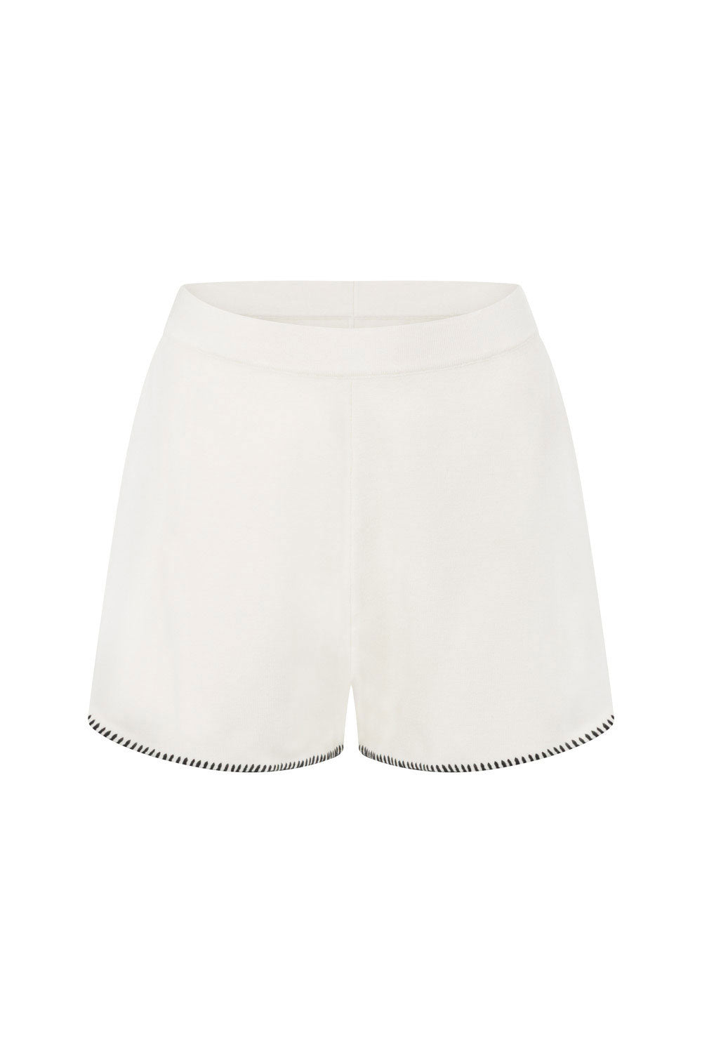 White Knit High Waist Elastic Alara Shorts
