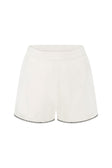 White Knit High Waist Elastic Alara Shorts