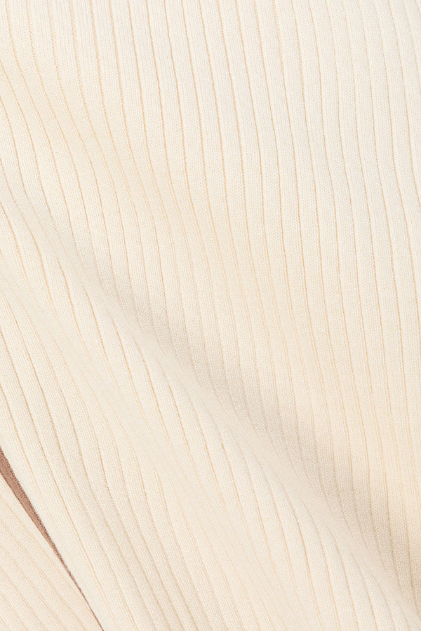 Off White Ribbed Boxy Short Sleeve Cinna Top