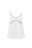White Textured Spots Strappy Panelled Jacerra Top