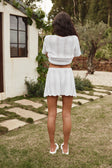White Wave Knit Drawstring Mini Leah Skirt