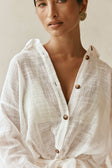 White Long Sleeve Button Collar Orazio Dress