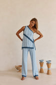 Blue Knit High Waist Mirabelle Pants