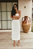 Bridal White Ladder Panel Midi A Line Empire Skirt