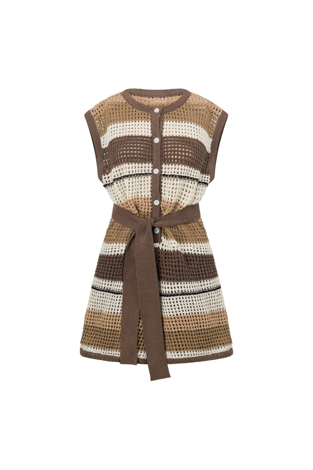 Brown and Cream Stripe Knit Button Up Ember Playsuit