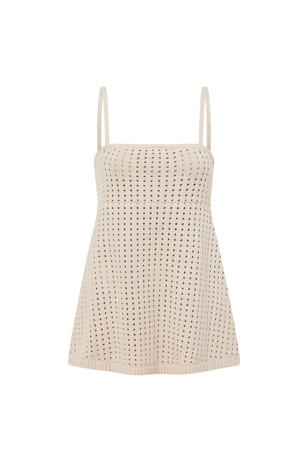 Beige Crochet Knit Strappy Nev Top