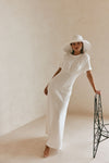 White Ribbed A Line Maxi Gizelle Dress