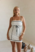 White Removable Strap A Line Mini Palais Dress