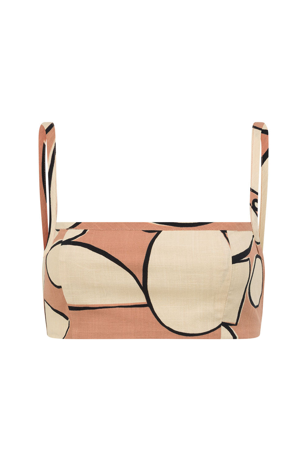 Orange Barrosa Print Strappy Cropped Tahaa Top