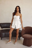White High Waist Elastic Drawstring Octavia Shorts