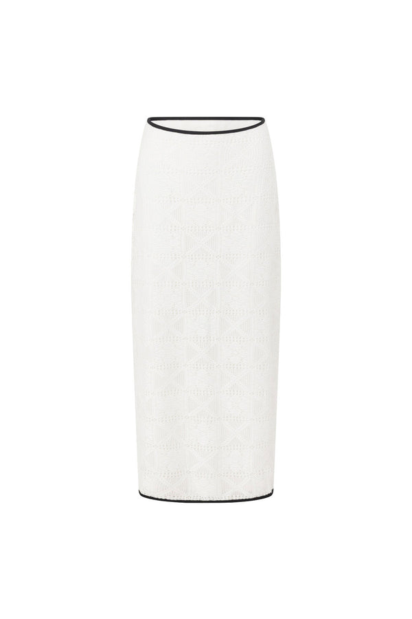 White Crochet High Waist A Line Maxi Aluna Skirt