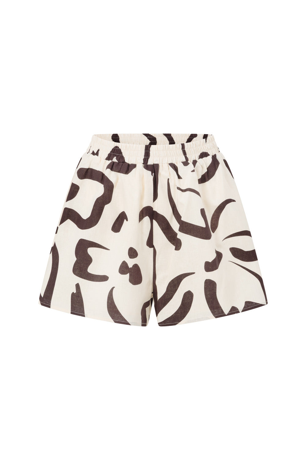 Cream Floral Fleur Lines Print Drawstring Seona Shorts