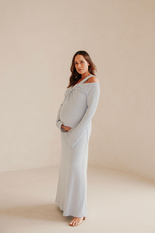 Blue Long Sleeve Cutout Maxi Nyla Dress