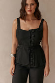 Black Button Tie Khaleesi Top