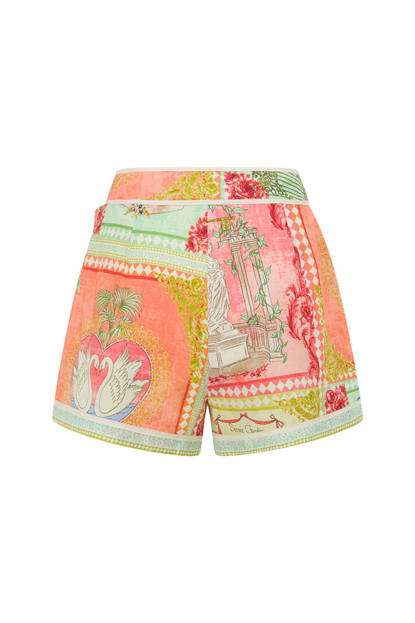 El Jardin Print Belted Estella Shorts