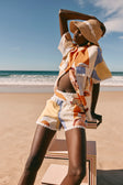 Orange Estivo Dusk Print Wrap Belt Francesca Shorts