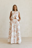 Pink Petal Patch Print Maxi Riko Skirt