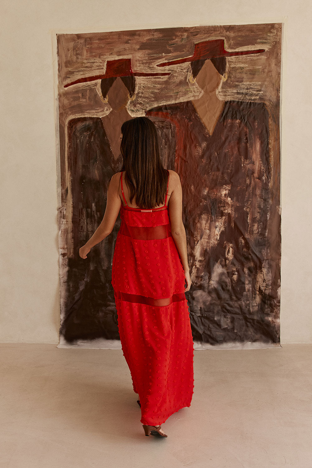 Red Polka Dot Panel Maxi Tassia Dress