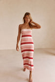 Prink Stripe Ribbed Strapless Maxi Anya Dress